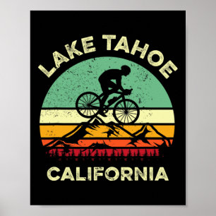 Póster Lake Tahoe California Ciclismo de Montaña Retro Mo