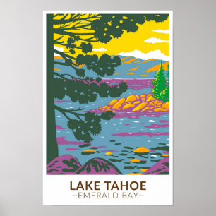 Póster Lake Tahoe Emerald Bay California Vintage