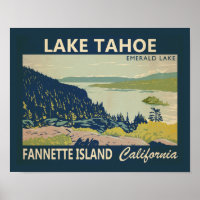 Lake Tahoe Fannette Island California Vintage