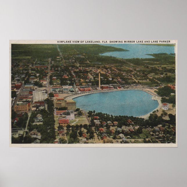 Póster Lakeland, Florida - Se muestra la vista aérea de l (Frente)