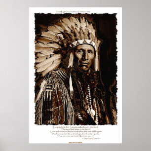 Póster Lakota Chieftain Art & Native American Poema