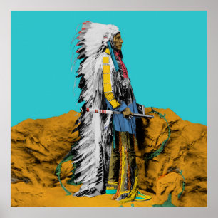 Póster Lakota Sioux nativo estadounidense