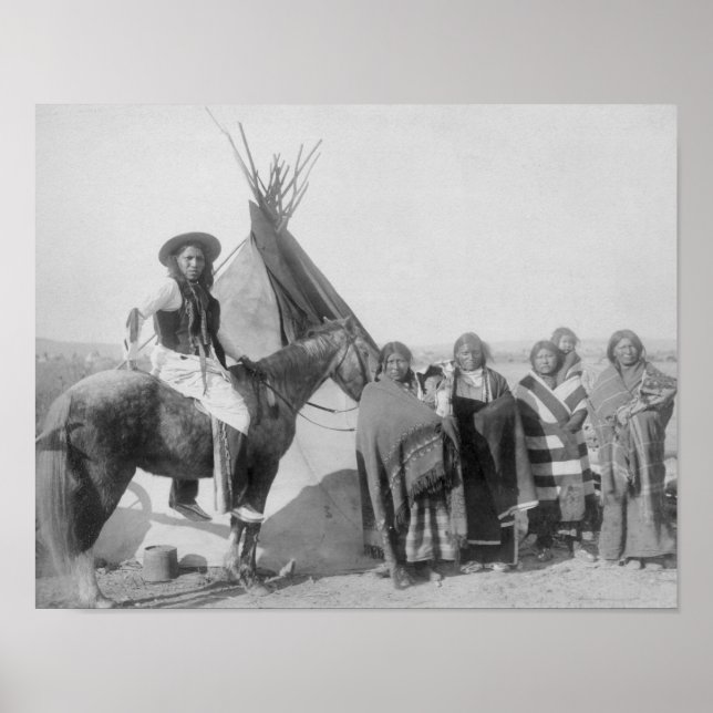 Póster Lakota Women with Infants and Man on Horseback (Frente)