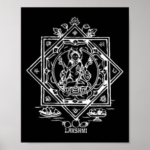 Póster Lakshmi Diosa Hindú de la Riqueza Hinduismo Yantra