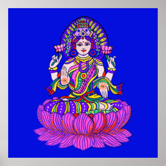 Póster Lakshmi Diwali Festival Diosa de la Buena Fortuna