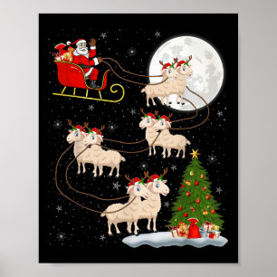 Póster Lambs Sheep Santa Sleigh Volando Gracioso Crítico