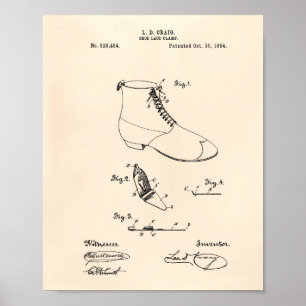 Póster Lámpara de encaje de zapatos 1894 Patent Art Old P
