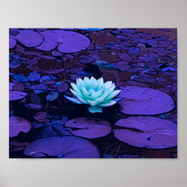 Póster Lámpara Flor Morado Azul Turquesa Floral Pond Zen