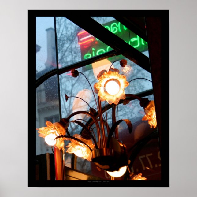 Póster Lámparas de ambiente parisino y Poster de reflexió (Frente)