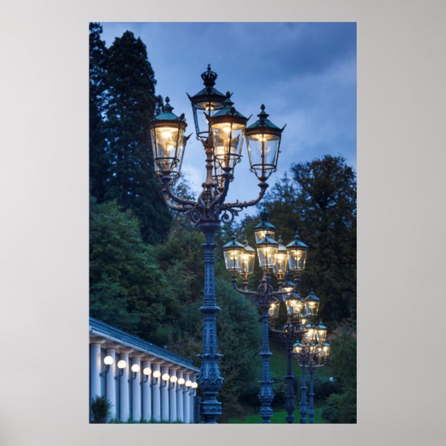 Póster Lámparas de calle de noche, Alemania (Frente)