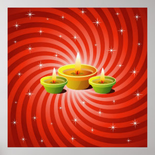 Póster Lámparas de Diwali que brillan intensamente