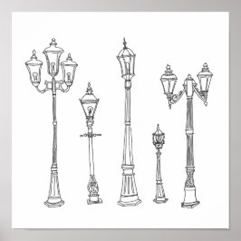 Póster Lamppost Illustration