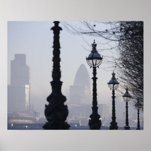 Póster Lampposts por el río Támesis