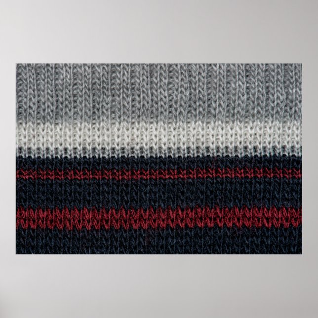 Póster Lana de punto negra y gris con st roja y blanca (Frente)