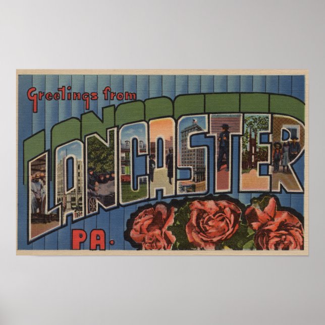 Póster Lancaster, Pennsylvania - Escenas de letras grande
