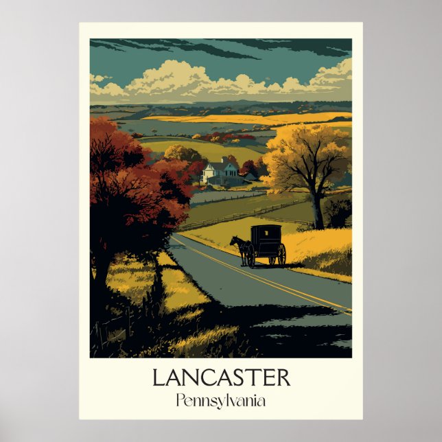 Póster Lancaster Pennsylvania Vintage Amish (Frente)
