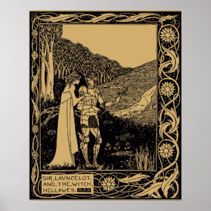 Póster Lancelot y Hellawes por Aubrey Beardsley