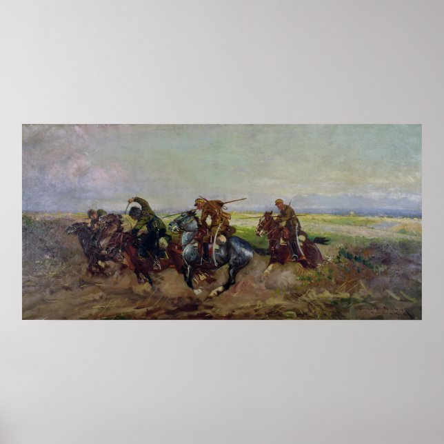Póster Lancers polacos atacando rusos, 1920 (Frente)