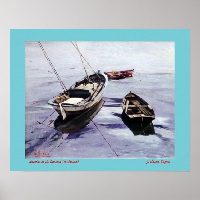 Póster Lanchas en La Dársena (A Coruña) (Frente)