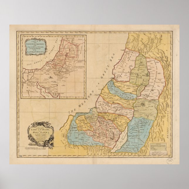 Póster Land of Canaan (Holy Land) Map (1760) (Frente)