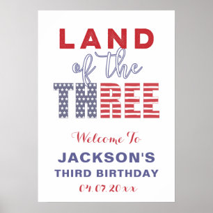 Póster Land Of The Three USA 3rd Birthday Party Welcome