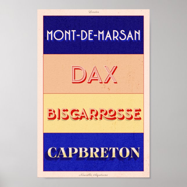 Póster Landes Nouvelle Aquitaine Art Deco Poster (Frente)