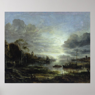 Póster Landscape in Moonlight