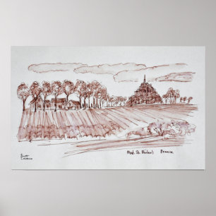 Póster Landscape Mont Saint-Michel Normandy, France