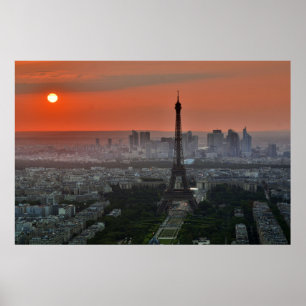 Póster Landscape Poster - Dawn in Paris Eiffel Tower