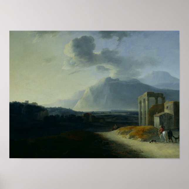 Póster Landscape with Mount Stromboli (Frente)