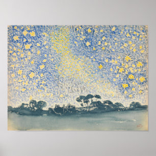 Póster Landscape with Stars