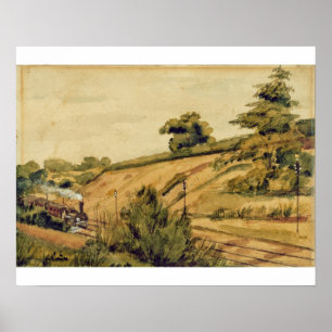 Póster Landscape with Train, 1854 (w/c and pencil on pape