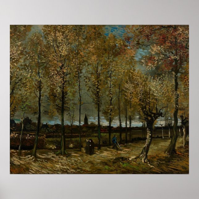 Póster Lane con Poplars cerca de Nuenen - Van Gogh - c188 (Frente)