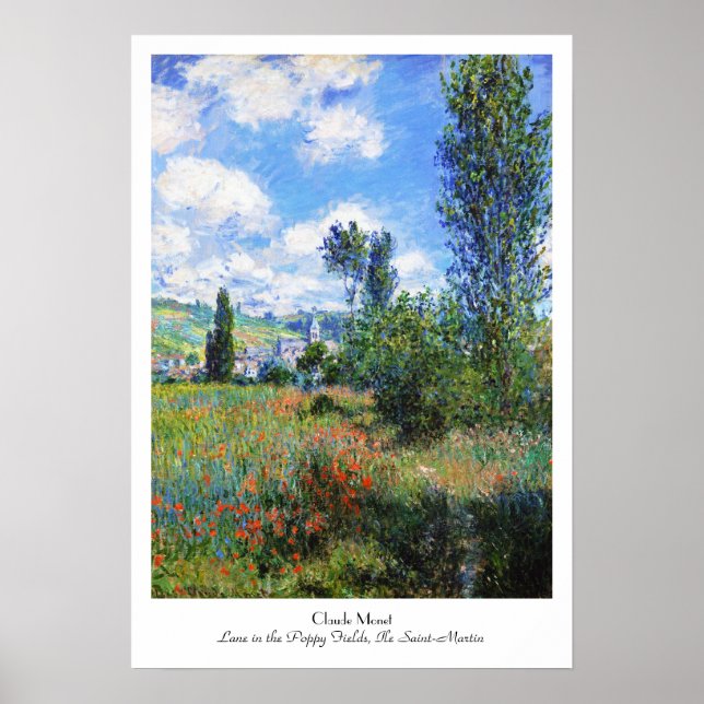 Póster Lane en campos de adormidera San Martín Claude Mon (Frente)