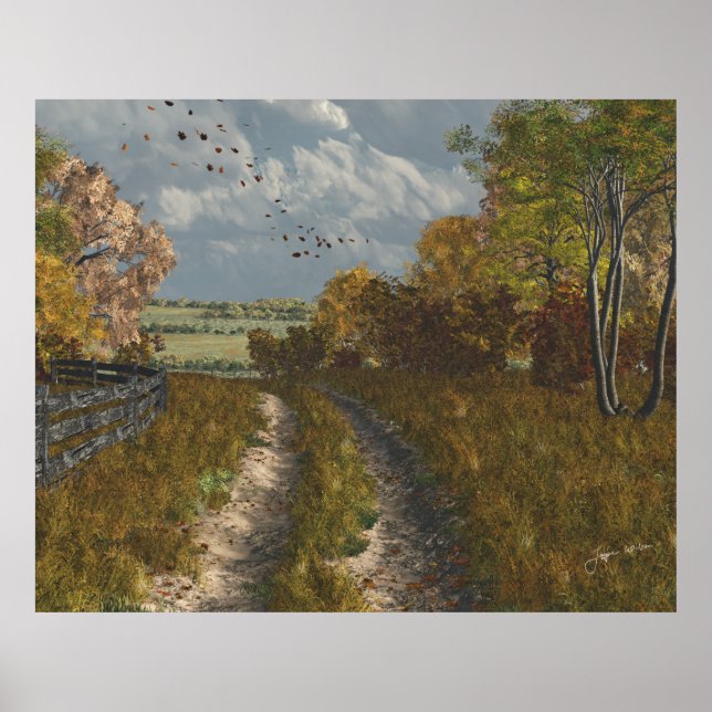 Póster Lane rural en otoño (Frente)