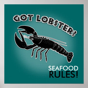 Póster ¿Langosta conseguida? ¡REGLAS DE LOS MARISCOS! -