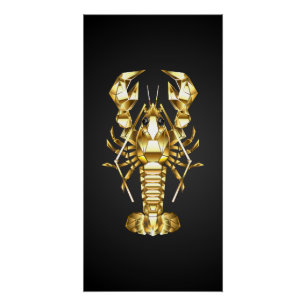 Póster Langosta de bogavante poligonal dorada sobre negro