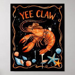Póster Langosta vaquero trendy yee garra divertida langos