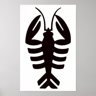 Póster Langosta Vintage en Negro, Mariscos Art Déco