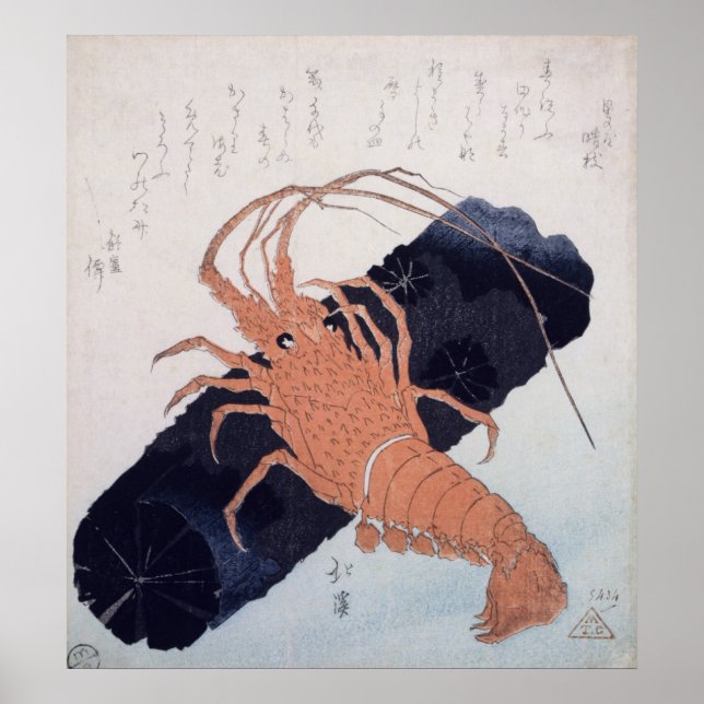 Póster Langoustina con bloque de carbón vegetal, c.1830 (Frente)