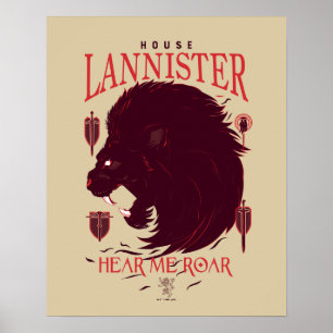 Póster Lannister de la Casa - Escúchame Roar