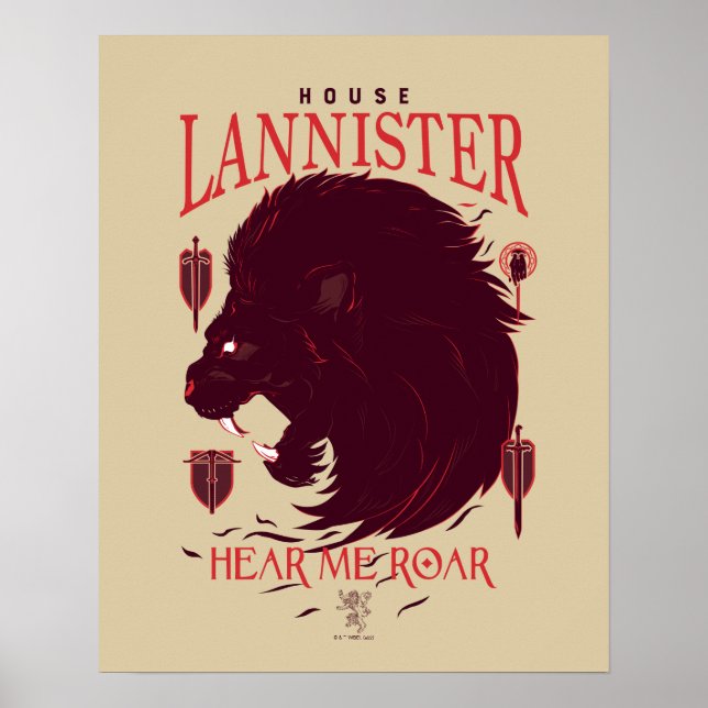 Póster Lannister de la Casa - Escúchame Roar (Frente)