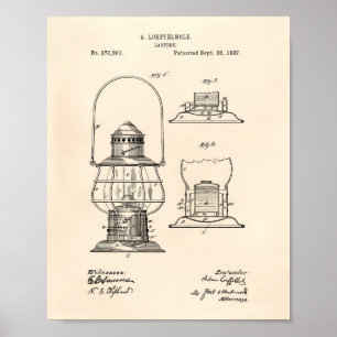 Póster Lantern 1887 Patent Art Old Peper