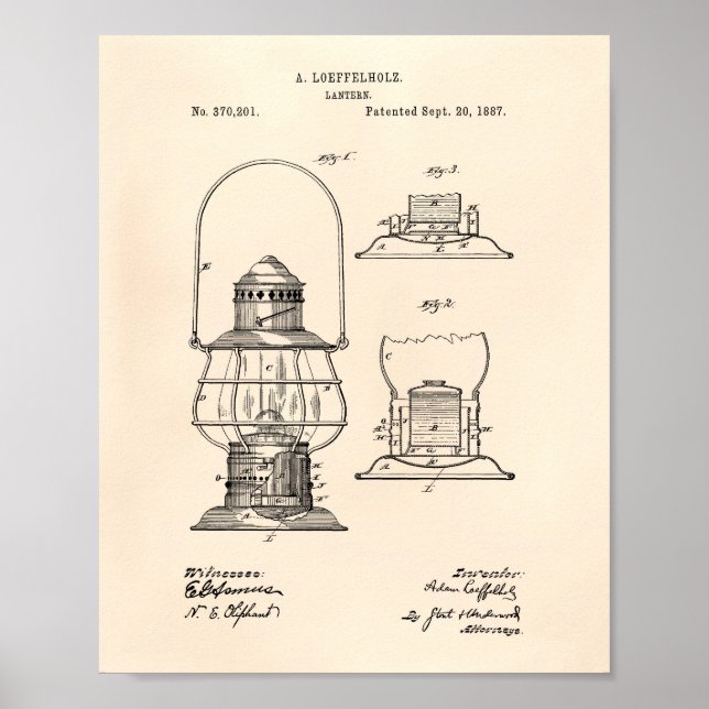 Póster Lantern 1887 Patent Art Old Peper (Frente)