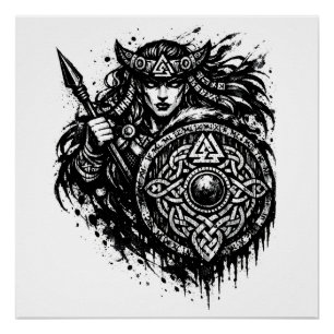 Póster Lanza‑Símbolo de Doncella Escudo – Tinta de Guerre