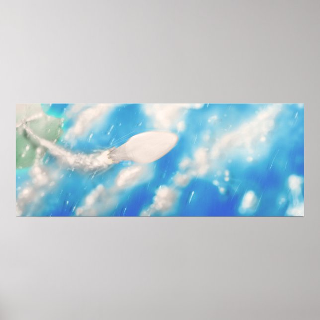Póster Lanzamiento de cohete espacial despega. (Frente)