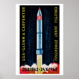 Póster Lanzamiento de cohete soviético 1962 Astronauta -