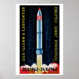 Póster Lanzamiento de cohete soviético 1962 Astronauta -