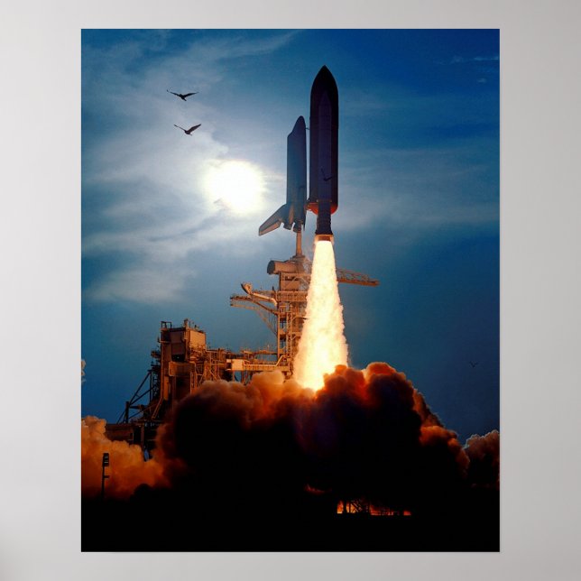 Póster Lanzamiento de la NASA Space Shuttle Discovery STS (Frente)