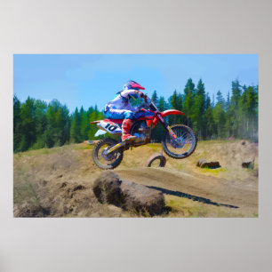 Póster Lanzamiento de Motocross Dirt-Bike Racer